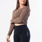 CROPPED MANGA LONGA - CASTANHO