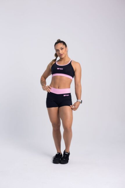 TOP HELO BICOLOR - PRETO E ROSA CANDY